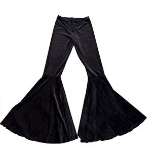 Grace And Emma - Black Velvet Flared Pants - Stretchy Velvet Material Size - M
